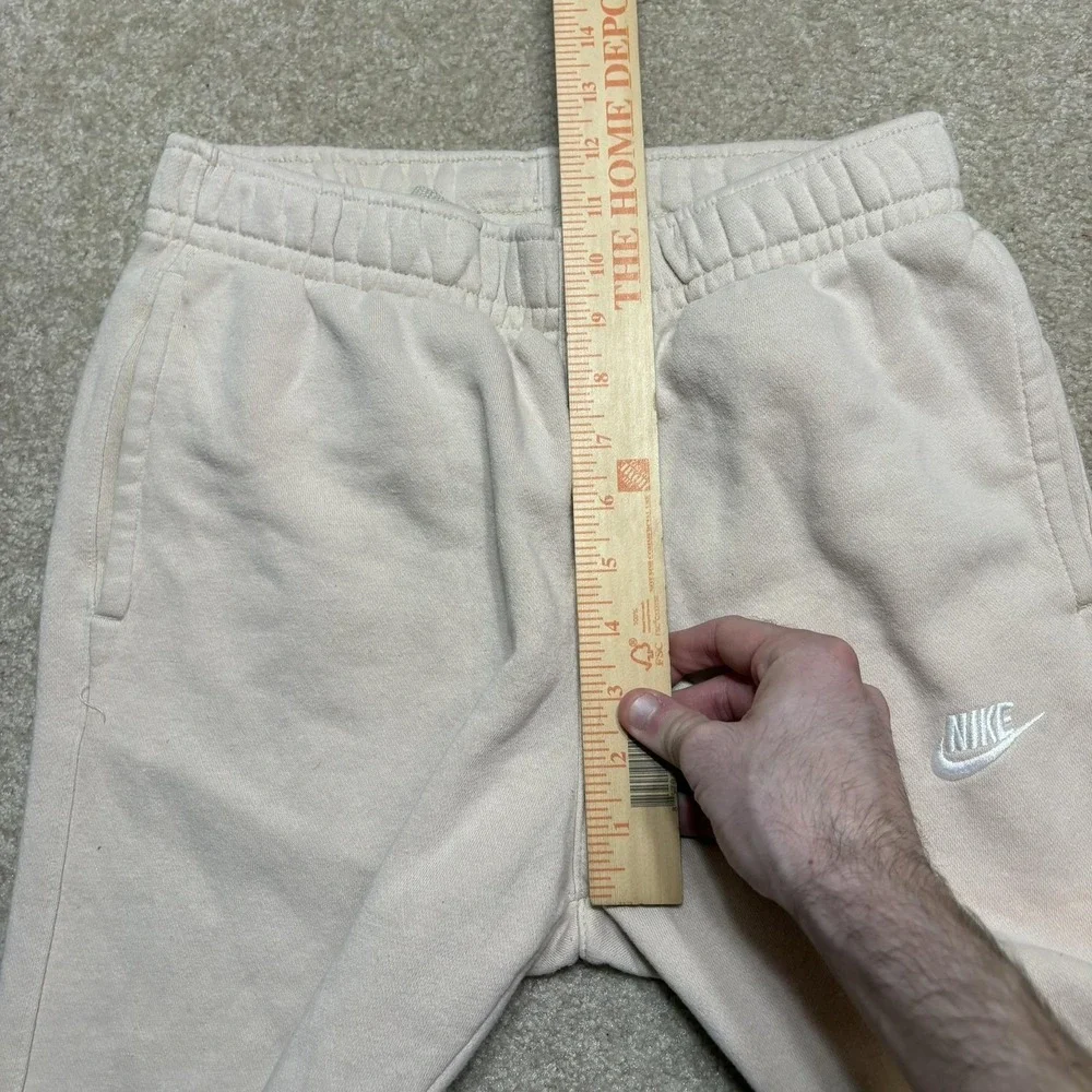 Nike Sweatpants Mens Small‎ Beige Fleece Jogger Pants Pockets Lounge Drawstring